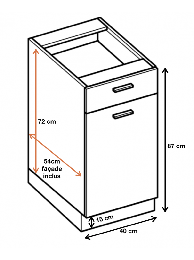 Meuble Bas Cuisine Bellissi Chene Porte Tiroir L Cm Cuisineandcie