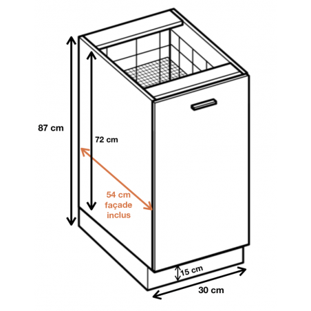 Meuble range épice Lovia Blanc Mat L 30 cm