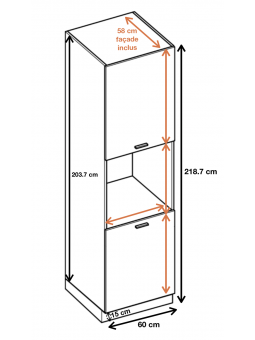 Colonne de cuisine pour four encastrable Lovia blanc Mat 2 portes L 60 cm