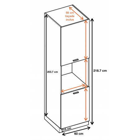 Colonne de cuisine pour four encastrable Lovia blanc Mat 2 portes L 60 cm