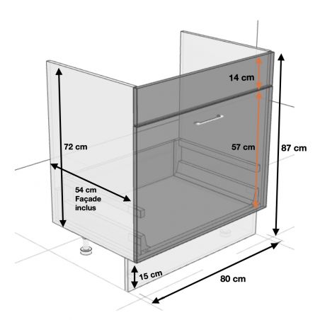 Meuble sous-évier Bellissi Beton Naturel 1 porte coulissante L 80 cm