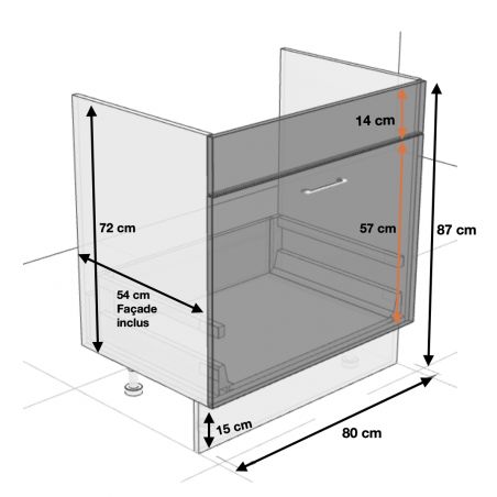 Meuble sous-évier - 1 portes coulissante, L 80 cm