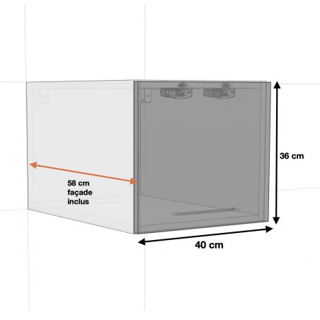 Meuble haut grande profondeur de cuisine Bellissi Chene 1 porte relevable L 40 cm