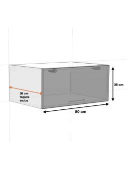 Meuble haut grande profondeur de cuisine Bellissi Beton Naturel 1 porte relevable L 80 cm