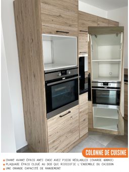 Colonne de cuisine pour micro-onde et four encastrable Bellissi Noyer Blanchi 2 portes L 60 cm