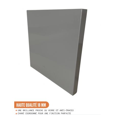 Meuble haut de cuisine - 2 portes, L 80 cm - gris brillant