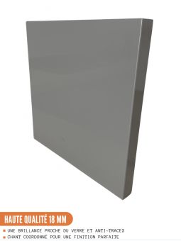Meuble haut de cuisine - 2 portes vitrées, L 80 cm - gris brillant