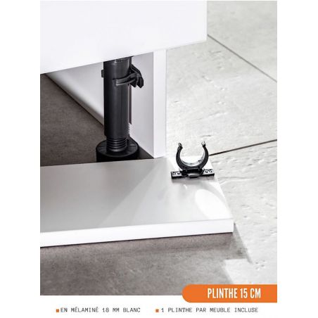 Meuble d'angle bas Bellissi Beton Ardoise 1 porte L 110 cm