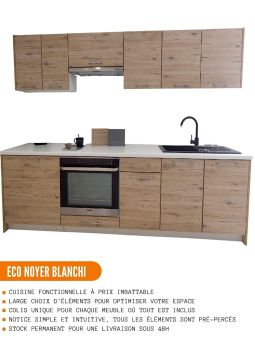 Meuble bas de cuisine Eco Noyer Blanchi 1 porte L 30 cm