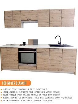 Meuble haut de cuisine Eco Noyer Blanchi 1 porte L 30 cm