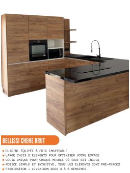 Meuble haut grande profondeur de cuisine Bellissi Chene 1 porte relevable L 40 cm