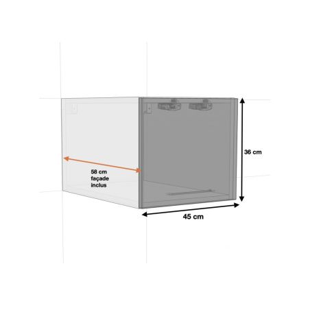 Meuble haut grande profondeur de cuisine Lovia Blanc Mat - 1 porte relevable, L 45 cm