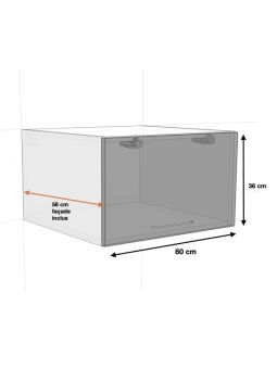Meuble haut grande profondeur de cuisine Lovia Blanc Mat - 1 porte relevable, L 60 cm