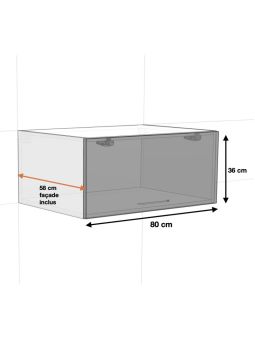 Meuble haut grande profondeur de cuisine Lovia Blanc Mat - 1 porte relevable, L 80 cm