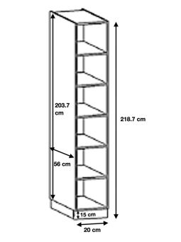 Colonne de cuisine étagère ouverte Lovia Blanc Mat L 20 cm