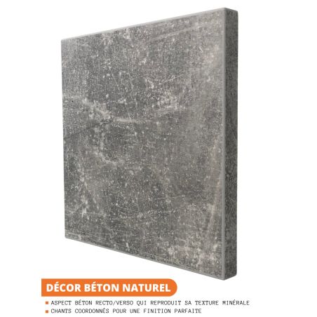 Meuble haut grande profondeur de cuisine Bellissi Beton Naturel 1 porte relevable L 80 cm