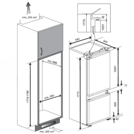 Réfrigérateur combiné intégrable 262 L Blanc