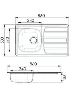 Evier à encastrer 1 bac inox - ALLUX 86 cm