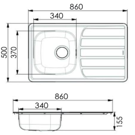 Evier à encastrer 1 bac inox - ALLUX 86 cm