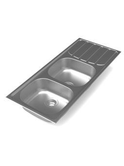 Evier à encastrer 2 bacs inox - ALLUX 116 cm