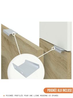 Colonne de cuisine pour réfrigérateur encastrable Bellissi Blanc 3 portes L 60 cm