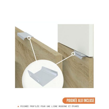 Colonne de cuisine pour réfrigérateur encastrable Bellissi Blanc 3 portes L 60 cm