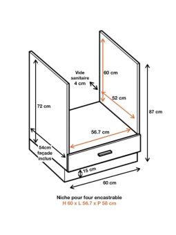 Meuble pour four encastrable Bellissi Blanc 1 tiroir L 60 cm