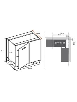 Meuble d'angle bas Bellissi Blanc 1 porte L 105 cm