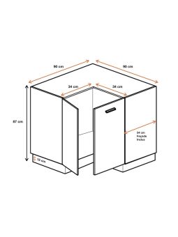 Meuble d'angle bas Bellissi Blanc 2 portes L 90/90 cm