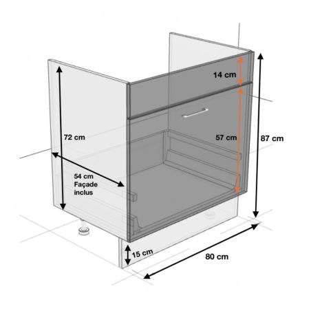 Meuble sous-évier Bellissi Blanc 1 porte coulissante L 80 cm