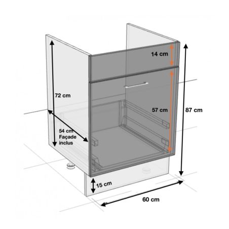 Meuble sous-évier Bellissi Blanc 1 porte coulissante L 60 cm