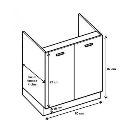 Meuble sous-évier Bellissi Blanc 2 portes L 80 cm