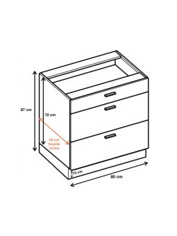 Casserolier Bellissi Blanc L 80 cm