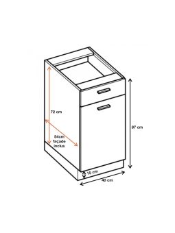 Meuble bas de cuisine Bellissi Blanc 1 porte 1 tiroir L 40 cm