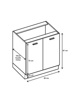 Meuble bas de cuisine Bellissi Blanc 2 portes L 80 cm