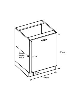 Meuble bas de cuisine Bellissi Blanc 1 porte L 60 cm