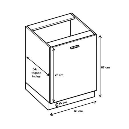 Meuble bas de cuisine Bellissi Blanc 1 porte L 60 cm