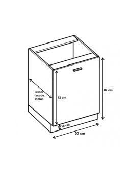 Meuble bas de cuisine Bellissi Blanc 1 porte L 50 cm