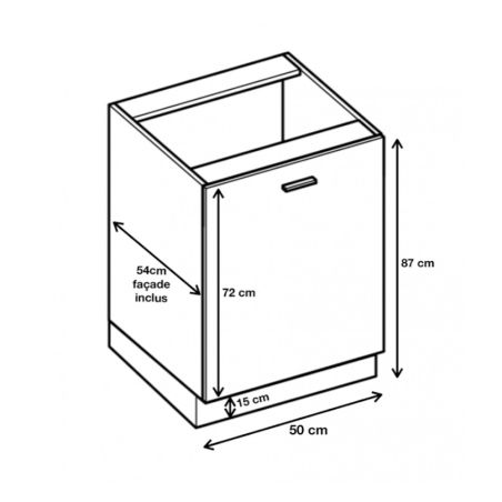 Meuble bas de cuisine Bellissi Blanc 1 porte L 50 cm