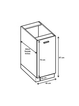 Meuble bas de cuisine Bellissi Blanc 1 porte L 45 cm