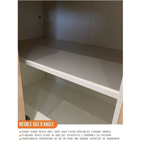 Meuble d'angle bas Bellissi Blanc 2 portes L 90/90 cm