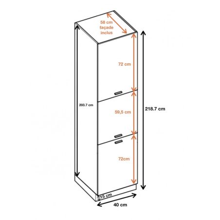 Colonne de cuisine Bellissi Blanc 3 portes L 40 cm