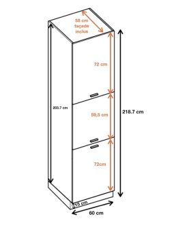 Colonne de cuisine Bellissi Blanc 3 portes L 60 cm