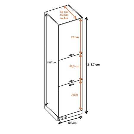 Colonne de cuisine Bellissi Blanc 3 portes L 60 cm