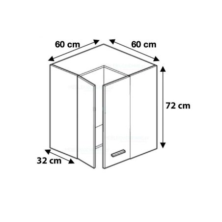 Meuble d'angle haut de cuisine Bellissi Blanc 2 portes L 60/60 cm