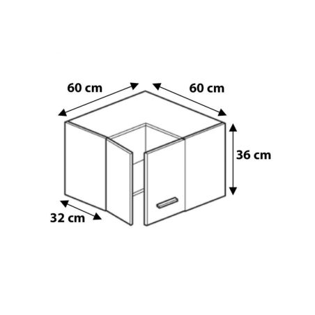 Meuble d'angle haut SLIM de cuisine Bellissi Blanc 2 portes L 60/60 cm