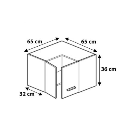 Meuble d'angle haut SLIM de cuisine Bellissi Blanc 2 portes L 65/65 cm