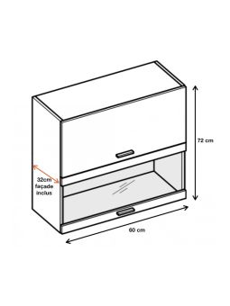 Meuble haut de cuisine Bellissi Blanc 2 portes relevables avec vitre opaque L 60 cm