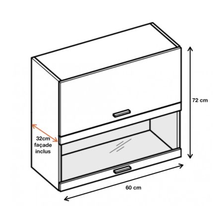 Meuble haut de cuisine Bellissi Blanc 2 portes relevables avec vitre opaque L 60 cm