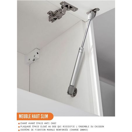 Meuble haut de cuisine Bellissi Blanc 2 portes relevables avec vitre opaque L 60 cm